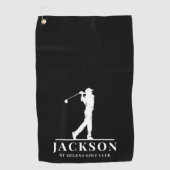 Serviette De Golf Noir Personnalisé Monogramme Golfer (Devant)