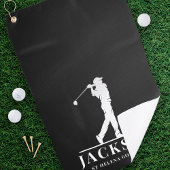 Serviette De Golf Noir Personnalisé Monogramme Golfer