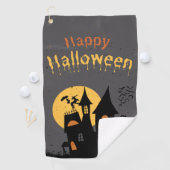 Serviette De Golf Noir simple heureux Halloween Portrait Golf Towel (En situation)