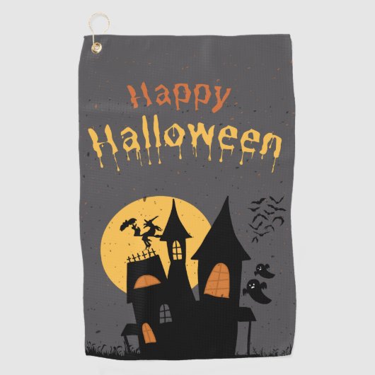 Serviette De Golf Noir simple heureux Halloween Portrait Golf Towel (Devant)