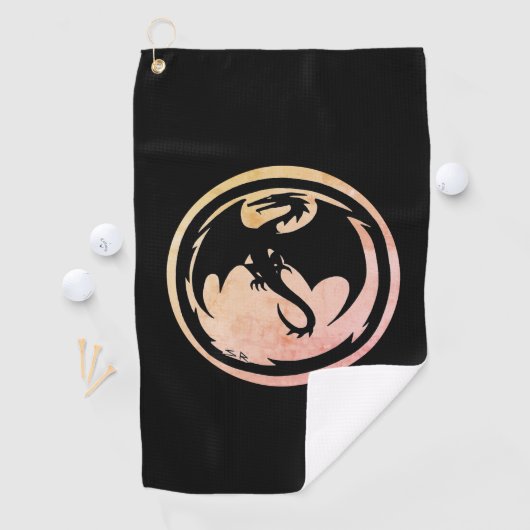 Serviette de golf noire Black Dragon (En situation)