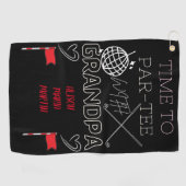 Serviette de golf noire de grand-père avec le nom (Horizontal)