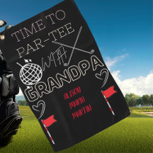 Serviette de golf noire de grand-père avec le nom