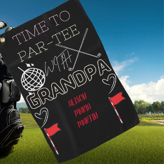 Serviette de golf noire de grand-père avec le nom