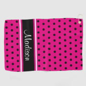 Serviette De Golf Nom blanc noir de manuscrit de rayure de point de (Horizontal)