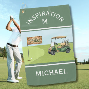 Serviette De Golf Nom de 19ème trou monogrammé inspirant et amusant