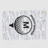 Serviette De Golf Nom de golfeur monogramme camouflage (Horizontal)