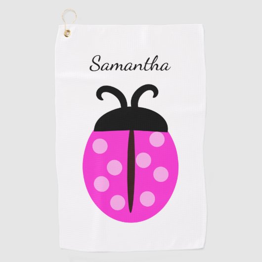 Serviette De Golf Nom de Ladybug rose (Devant)