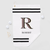 Serviette De Golf Nom de monogramme personnalisé blanc élégant (En situation)