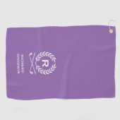 Serviette De Golf Nom de monogramme personnalisé classique violet (Horizontal)