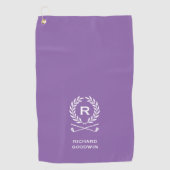 Serviette De Golf Nom de monogramme personnalisé classique violet (Devant)