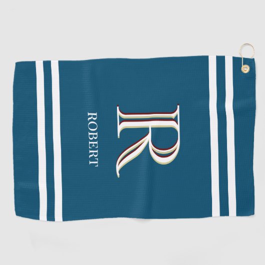 Serviette De Golf Nom de monogramme personnalisé élégant (Horizontal)