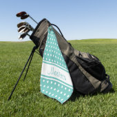 Serviette De Golf Nom de script de la bande de points Polka blanc Tu (Vert)