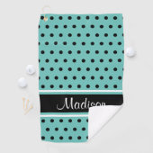 Serviette De Golf Nom de script de la bande de points Polka noir Tur (En situation)