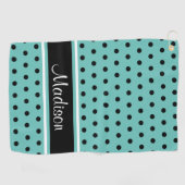 Serviette De Golf Nom de script de la bande de points Polka noir Tur (Horizontal)