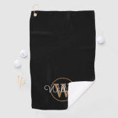 Serviette De Golf Nom de script de monogramme personnalisé noir et o (En situation)