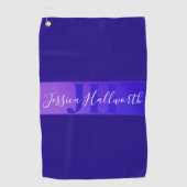 Serviette De Golf Nom de script élégant moderne & Monogram Ombre Pur (Devant)