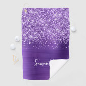 Serviette De Golf Nom de script Glam Améthyste Pailleté (En situation)