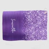Serviette De Golf Nom de script Glam Améthyste Pailleté (Horizontal)