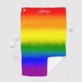 Serviette De Golf Nom de script mosaïque arc-en-ciel moderne (En situation)