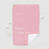 Serviette De Golf Nom Définition Amusant Typographique Rose Féminin (En situation)