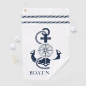 Serviette De Golf Nom du bateau Ancre bleu marine (En situation)