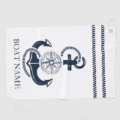Serviette De Golf Nom du bateau Ancre bleu marine (Horizontal)