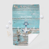 Serviette De Golf Nom du bateau nautique Ancre Bois rustique (En situation)