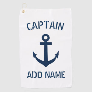 Serviette De Golf Nom du capitaine du bateau de bord de mer