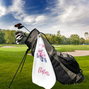 Serviette De Golf Nom du chariot rose