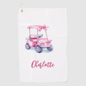 Serviette De Golf Nom du chariot rose (Devant)