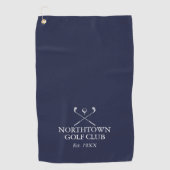 Serviette De Golf Nom du club de golf personnalisé Marine Blue (Devant)