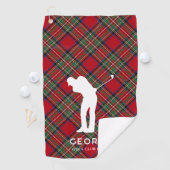 Serviette De Golf Nom du club Plaid personnalisé Rustic Stewart Tart (En situation)