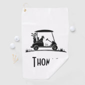 Serviette De Golf Nom du Golden Retriever dans le chariot (En situation)