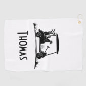 Serviette De Golf Nom du Golden Retriever dans le chariot (Horizontal)