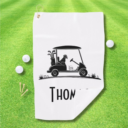 Serviette De Golf Nom du Golden Retriever dans le chariot