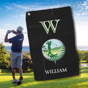SERVIETTE DE GOLF NOM DU GOLFER TOUR DE GOLF MONOGRAM PERSONNALISÉ