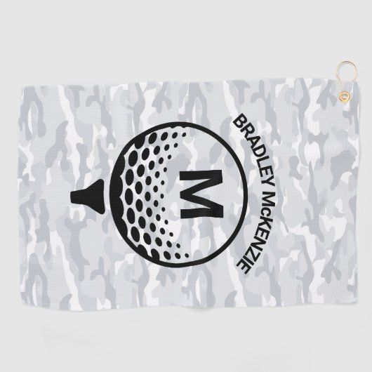 Serviette De Golf Nom du golfeur Camo Monogram (Horizontal)