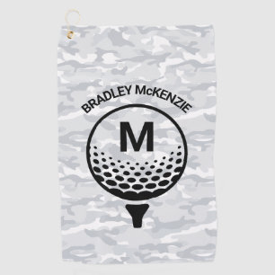 Serviette De Golf Nom du golfeur Camo Monogram