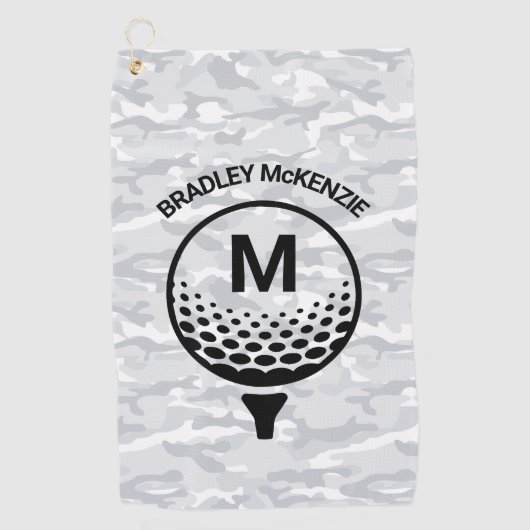 Serviette De Golf Nom du golfeur Camo Monogram (Devant)
