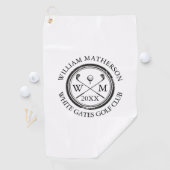 Serviette De Golf Nom du golfeur personnalisé Monogramme Nom et date (En situation)