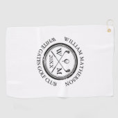 Serviette De Golf Nom du golfeur personnalisé Monogramme Nom et date (Horizontal)