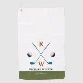 Serviette De Golf Nom du golfplayer, clubs & balles élégant (Devant)