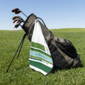 Serviette De Golf nom du golfplayer et initiales bandes vertes (Vert)