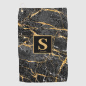 Serviette De Golf Nom du marbre noir Monogram Black Gold (Devant)