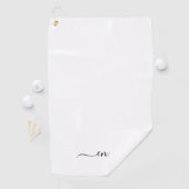 Serviette De Golf Nom du monogramme blanc noir moderne (En situation)