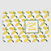 Serviette De Golf Nom du monogramme citron (Horizontal)