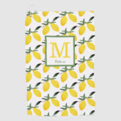 Serviette De Golf Nom du monogramme citron (Devant)