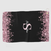 Serviette De Golf Nom du monogramme de Parties scintillant rose élég (Horizontal)