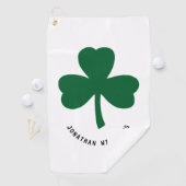 Serviette De Golf Nom du monogramme du Clover vert Shamrock chanceux (En situation)